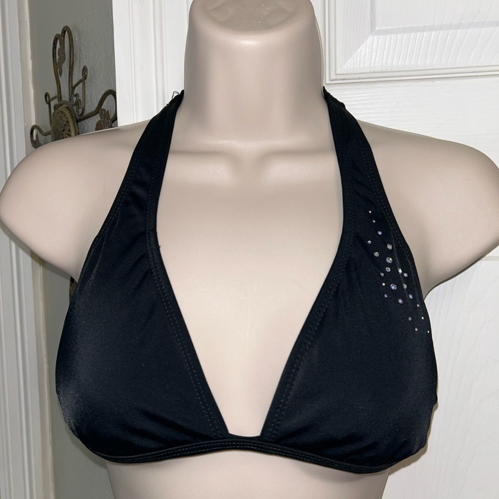 G by Guess Black Bikini Top Size Medium with Rhinestones